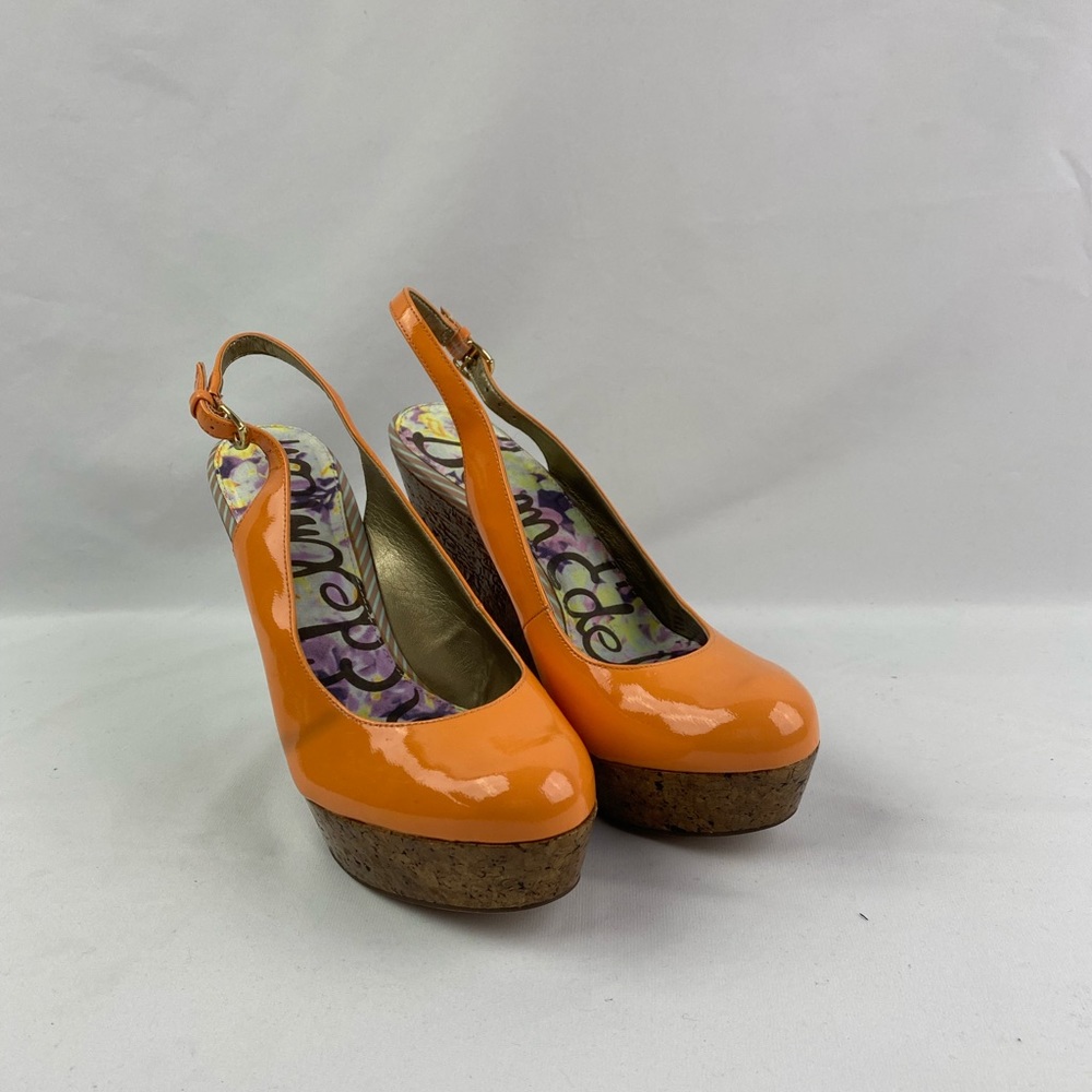 Sam Edelman Mallory orange cork wedges size 8 M